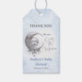 Over The Moon Blue Boy Baby shower Label Cadeaulabel (Voorkant)