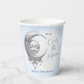 Over The Moon Blue Boy Baby shower papieren bekers (Achterkant)