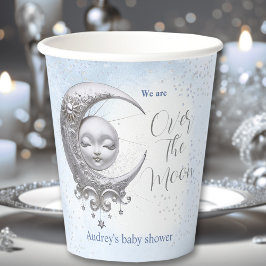 Over The Moon Blue Boy Baby shower papieren bekers