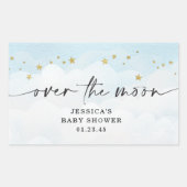 Over The Moon Blue Boy Baby Shower Rechthoekige Sticker (Voorkant)