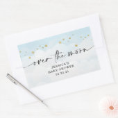 Over The Moon Blue Boy Baby Shower Rechthoekige Sticker (Envelop)