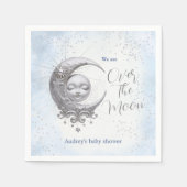 Over the Moon Blue Boy Baby shower servetten (Voorkant)