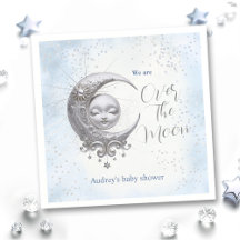 Over the Moon Blue Boy Baby shower servetten