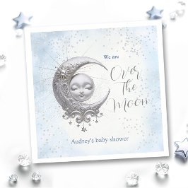 Over the Moon Blue Boy Baby shower servetten