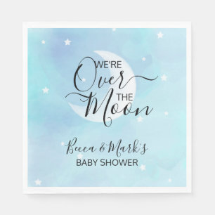 Over the Moon Blue Dank u Baby shower servetten