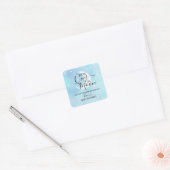 Over the Moon Blue Dank u Baby shower Vierkante Sticker (Envelop)