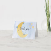Over the Moon Blue Gepersonaliseerd Baby shower Bedankkaart (Voorkant)