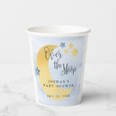 Over the Moon Blue Gepersonaliseerd Baby shower Papieren Bekers (Achterkant)