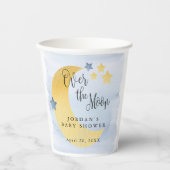 Over the Moon Blue Gepersonaliseerd Baby shower Papieren Bekers (Voorkant)