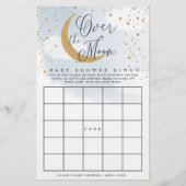 Over the Moon Blue & Gold Baby Paper Bingo Kaart