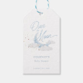 Over the Moon Blue Gold Stars Baby shower Cadeaulabel (Voorkant)