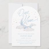Over the Moon Blue Gold Stars Baby shower Kaart (Voorkant)