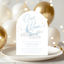 Over the Moon Blue Gold Stars Baby shower