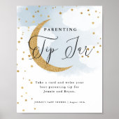 Over the Moon Blue Ouderschap Tips Baby shower spe Poster (Voorkant)