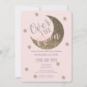 Over the Moon Blush Pink Baby shower Invitation Kaart (Voorkant)