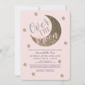Over the Moon Blush Pink drive-by Baby shower Kaart (Voorkant)