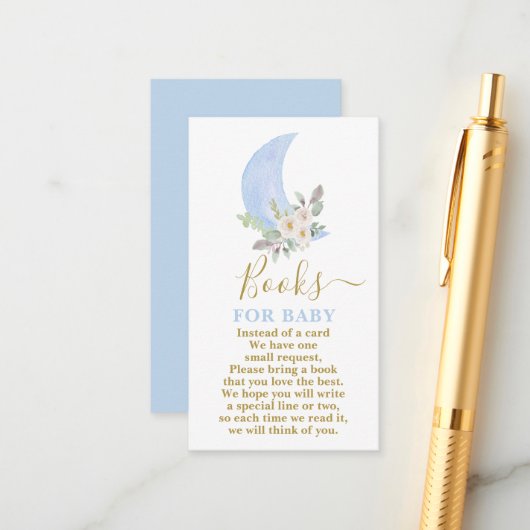 Over the moon Boeken voor Baby Boy Kaart (Voorkant / Achterkant in situ)