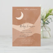 Over the Moon Boho Baby shower uitnodiging (Staand voorkant)