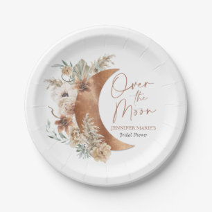 Over the Moon Boho Bruiloftsborrel Papieren Bordje