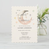 Over The Moon Boho Celestial Baby shower Kaart (Staand voorkant)