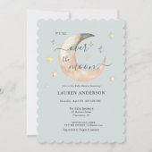Over The Moon Boho Celestial Blue Baby shower Kaart (Voorkant)