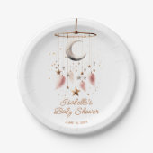 Over the Moon Boho Celestial Girl Baby shower Papieren Bordje (Voorkant)