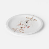 Over the Moon Boho Celestial Girl Baby shower Papieren Bordje (Gekanteld)