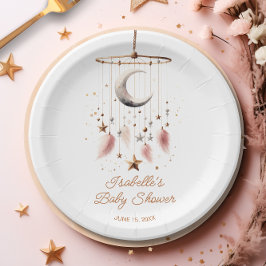 Over the Moon Boho Celestial Girl Baby shower Papieren Bordje
