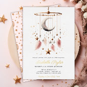 Over the Moon Boho Celestial Meisje Baby shower Go Folie Uitnodiging