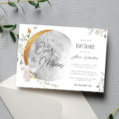Over the Moon boho genderneutraal baby shower Kaart