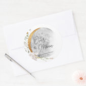 Over the Moon boho genderneutraal baby shower Ronde Sticker (Envelop)