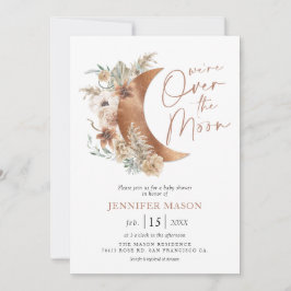Over the Moon Boho Geslacht Neutrale Baby Shower Kaart