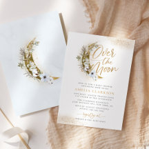 Over the Moon Boho Goud Stof & Wolken Baby Shower