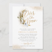 Over the Moon Boho Goud Stof & Wolken Baby Shower Kaart (Voorkant)