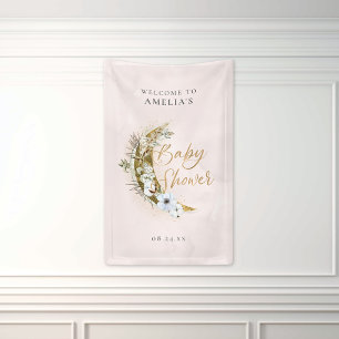 Over the Moon Boho Goud Stof & Wolken Banner