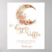 Over the moon boho gouden flora luier loterij Post Poster (Voorkant)