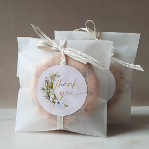 Over the Moon Boho Goudstof & Wolken Ronde Sticker
