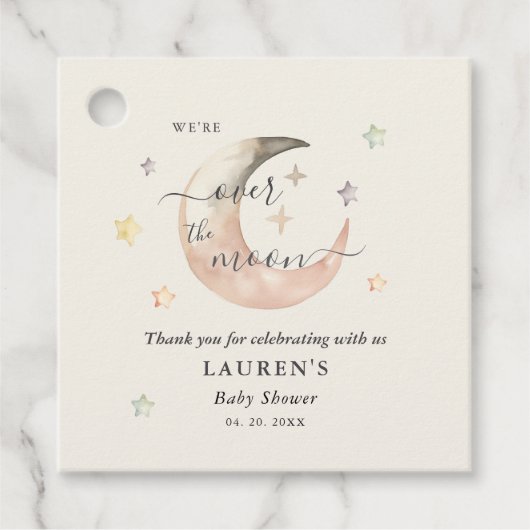 Over The Moon Boho Hemel Baby shower Bedankjes Labels (Voorkant)