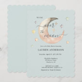 Over The Moon Boho Hemelblauwe baby shower Kaart (Voorkant / Achterkant)