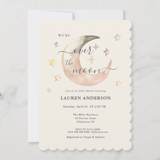 Over The Moon Boho Hemelse Babyborrel Kaart (Voorkant)