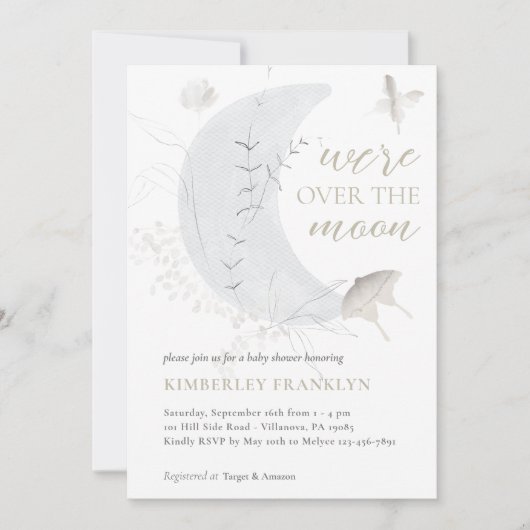 Over the Moon Boho Jongens Baby Shower Kaart (Voorkant)