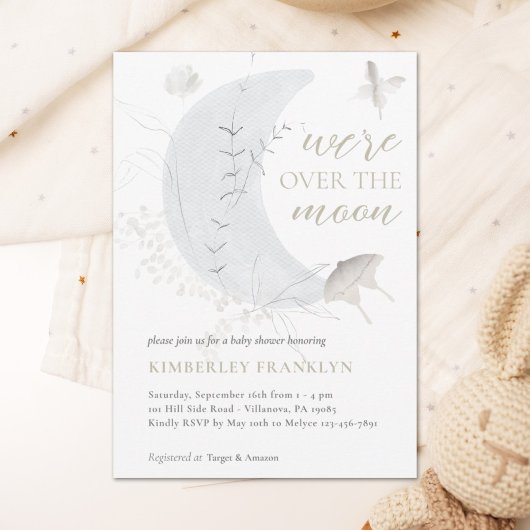 Over the Moon Boho Jongens Baby Shower Kaart