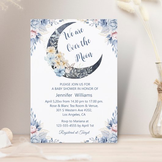 Over the Moon Botanical baby shower Stijlvol Kaart