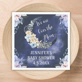 Over the Moon Botanical Navy baby shower Trendy Servet