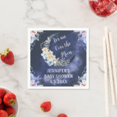 Over the Moon Botanical Navy baby shower Trendy Servet (Insitu)