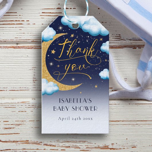Over the Moon Boy Baby shower Dank je wel Cadeaulabel