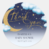 Over the Moon Boy Baby shower Dank je wel Ronde Sticker (Voorkant)