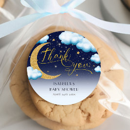 Over the Moon Boy Baby shower Dank je wel Ronde Sticker