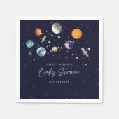 Over The Moon Boy Baby Shower Invite, Space Galaxy Servet (Voorkant)