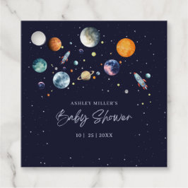 Over The Moon Boy Baby Shower Party Space Galaxy Bedankjes Labels